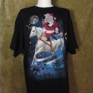 Christmas Cat Riding a Unicorn Shirt Size 2xl